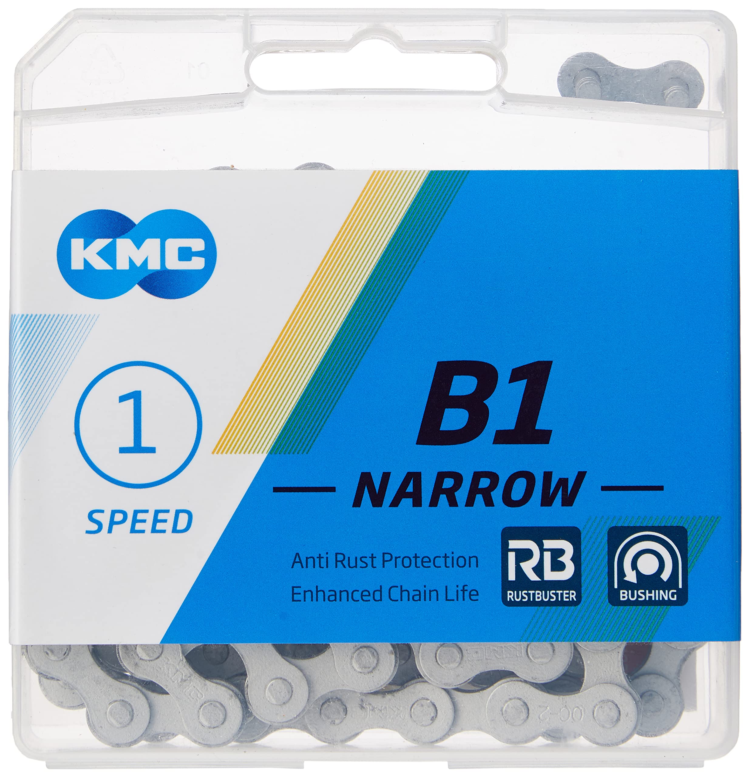 KMC B1 Rust Buster Single Speed Chain, Matte Silver, Narrow (3/32”)