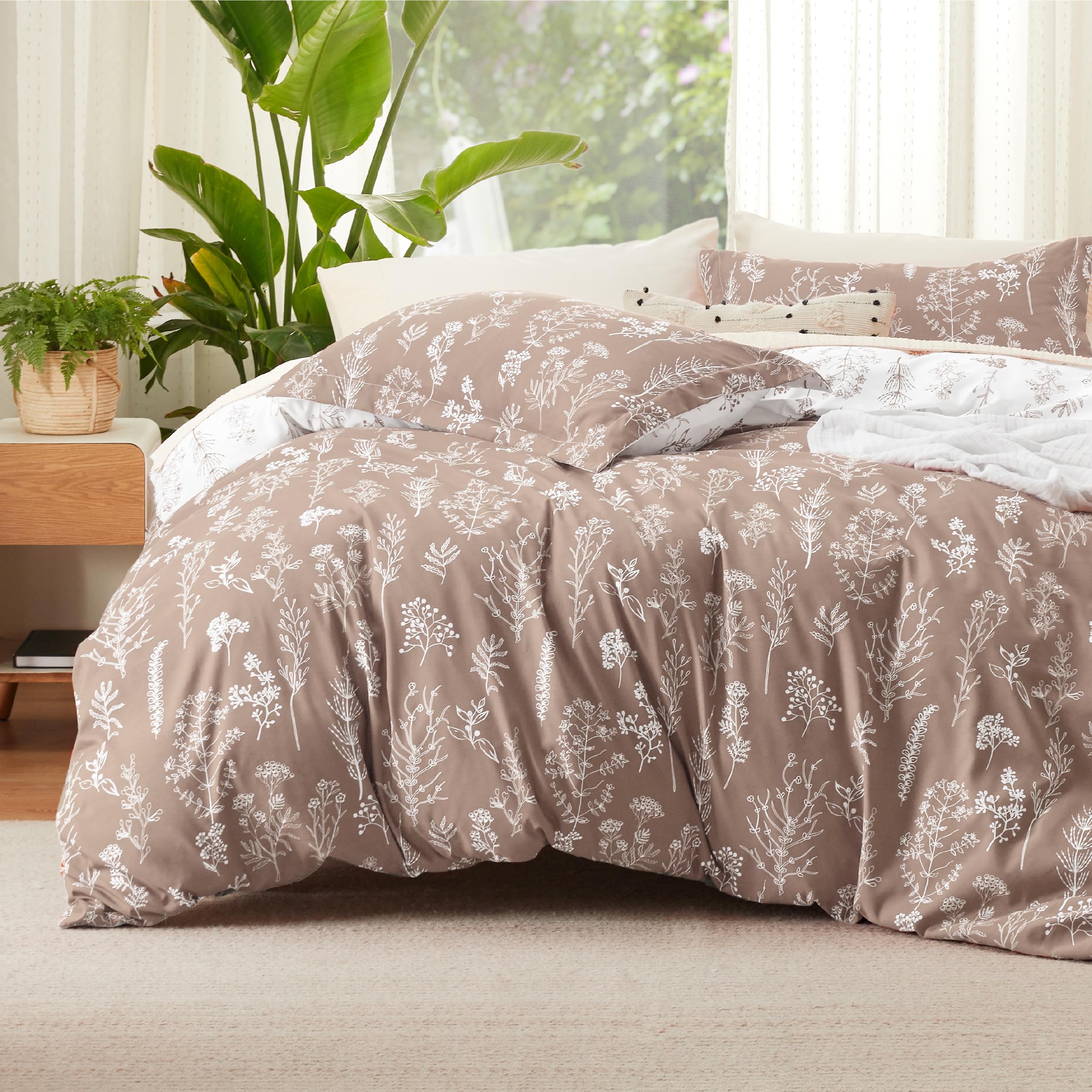 Bedsure Twin/Twin XL Duvet Cover - Reversible Light Taupe Duvet Cover ...