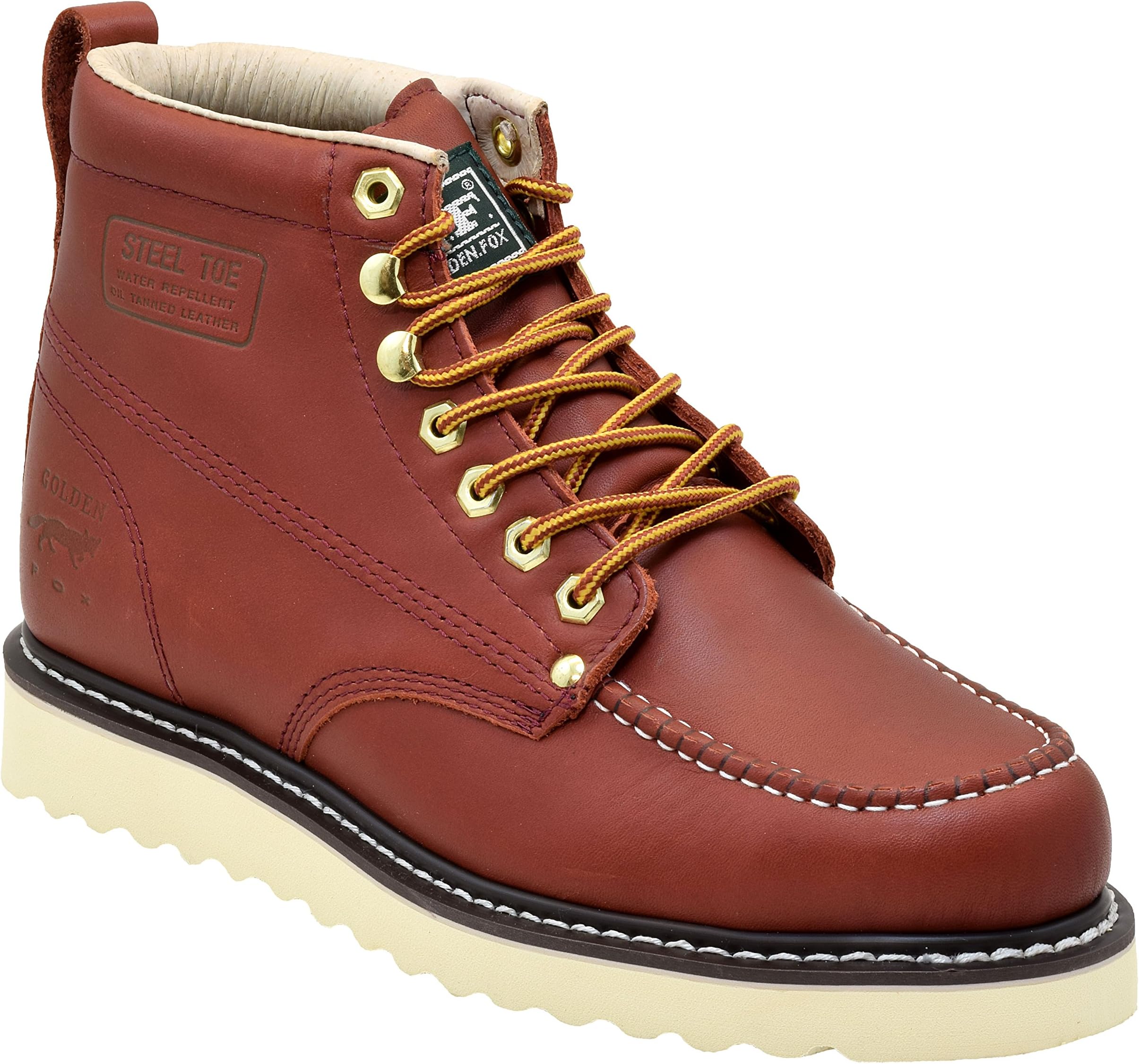 Golden FoxSteel Toe Men's Lightweight Work Boots Moc Toe Boot Insulated