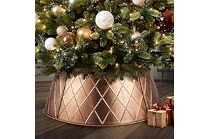 AWENDIETOU Christmas Tree Collar and Skirt Set - 23" Festive Holiday Decor with Gold Metal Tree Collar Base Stand - Ideal for Real or Artificial Trees - Christmas Skirt Tree Basket Decorations Gift