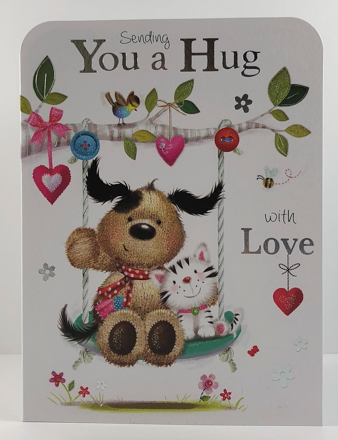 Jonny Javelin Sending You A Hug with Love Card, pink, 14.5 cm x 19.4 cm