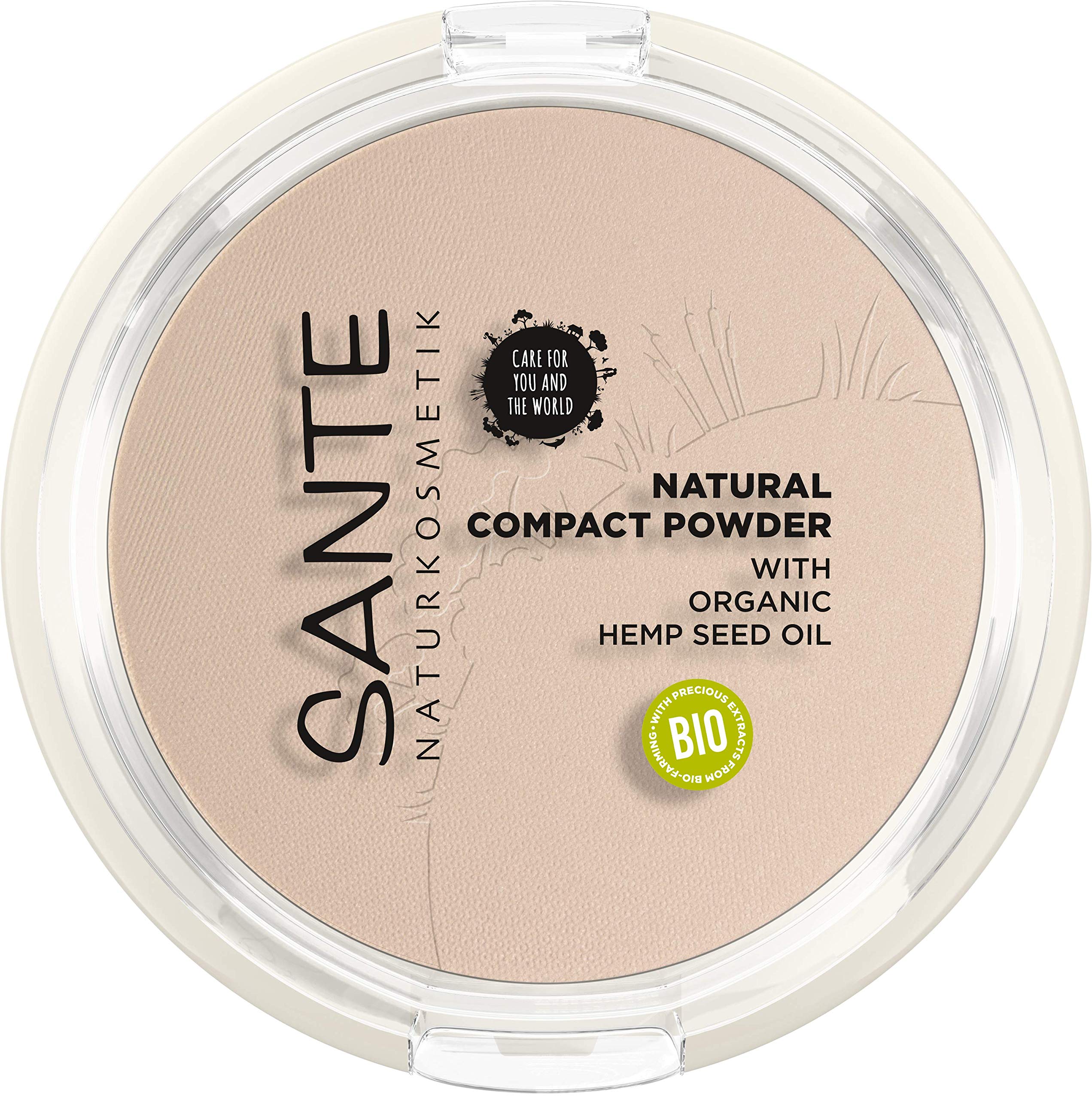 SANTE Naturkosmetik Natural Compact Powder 01 Cool Ivory, Ideal for Light Skin Tones, Matte and Fixes Long Lasting, for a Natural Glow, with Organic Hemp Seed Oil, Vegan, 9 g