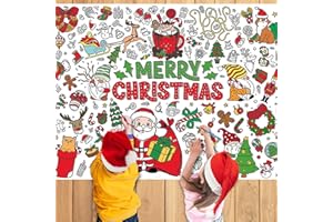 LMSHOWOWO Giant Christmas Coloring Poster, 31.5 x 43.3 Inches Merry Christmas Coloring Tablecloth for Kids Christmas Crafts School Classroom Activities Home Party Supplies