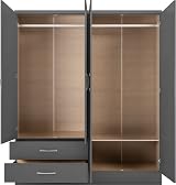 Seconique Nevada 4 Door Wardrobe 2 Drawers 3D Effect Grey 154cm view 5
