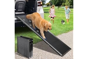 PALATALA Dog Ramp, Dog Ramp for Car with Anti-Slip Surface, 63''x17.3'' Folding Pet Ramp for Large Dogs to Get on Truck SUV Van Up to 250LBS, Car Ramp for Dogs Dog Stairs for Bed Couch Outdoor Indoor