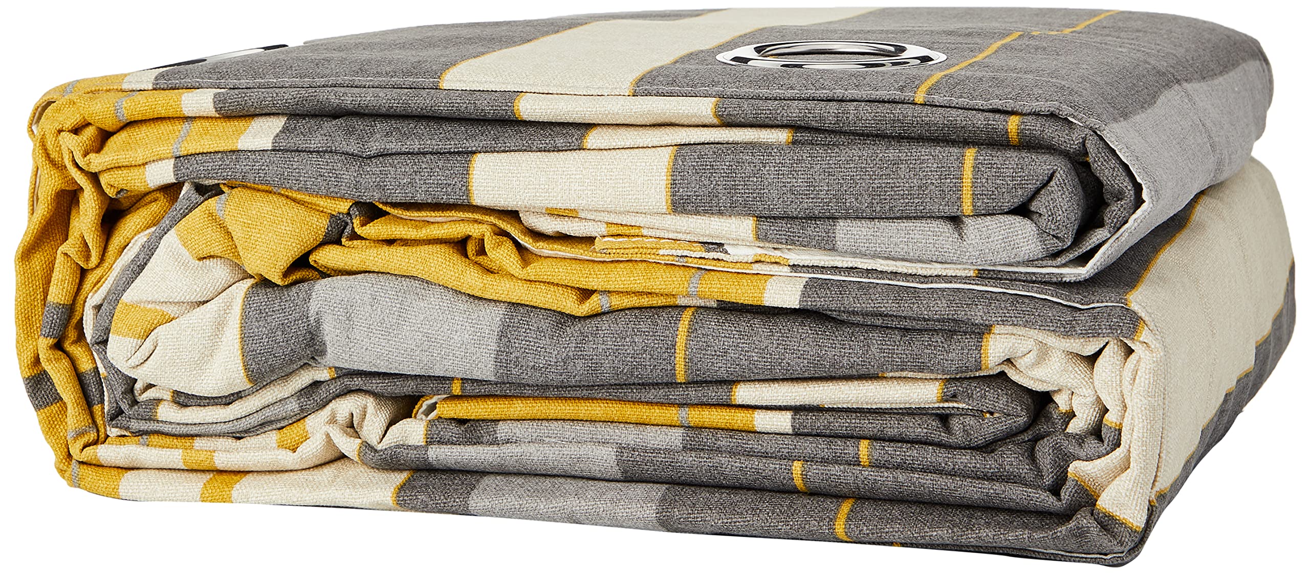 Fusion Whitworth Stripe Eyelet Lined Curtains, Ochre, 90 x 90 Inch