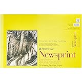 Strathmore 307-812 300 Series Newsprint Pad, Rough 12"x18" Tape Bound, 50 Sheets , White