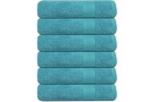 TEXCRAFT Bath Towel Set, Cotton Terry Towels for Bathroom, Quick Dry, Lightweight, Highly Absorbent, Soft Feel, 24 x 48 Pack of 6 for Shower, Pool, Spa, Gym, Hand towel for Daily Use