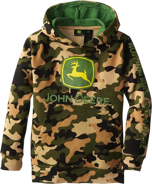 John Deere Felpa Con Cappuccio In Pile Con Logo, Da Bambino A Adulto