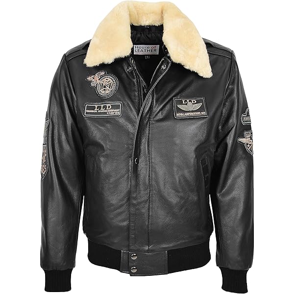 Infinity Men's Black Cow Hide Leather Flight Bomber Jacket with