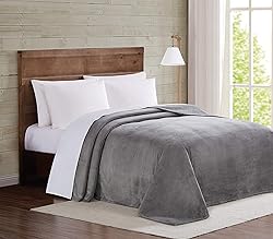 Truly Soft Velvet Plush King Blanket in Grey