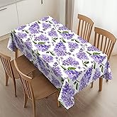 HEROARMOUR Lavender Tablecloth Washable Lavender Lilac Flower Table Cover Rectangle Lavenders Table Cloth for Party Picnic Dinner Outdoors Home Decor 54x72Inches