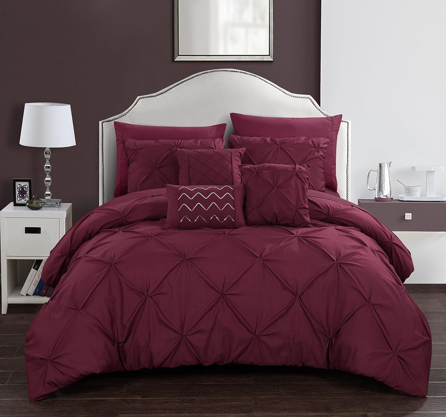 Best Burgundy Pin Tuck Bedding