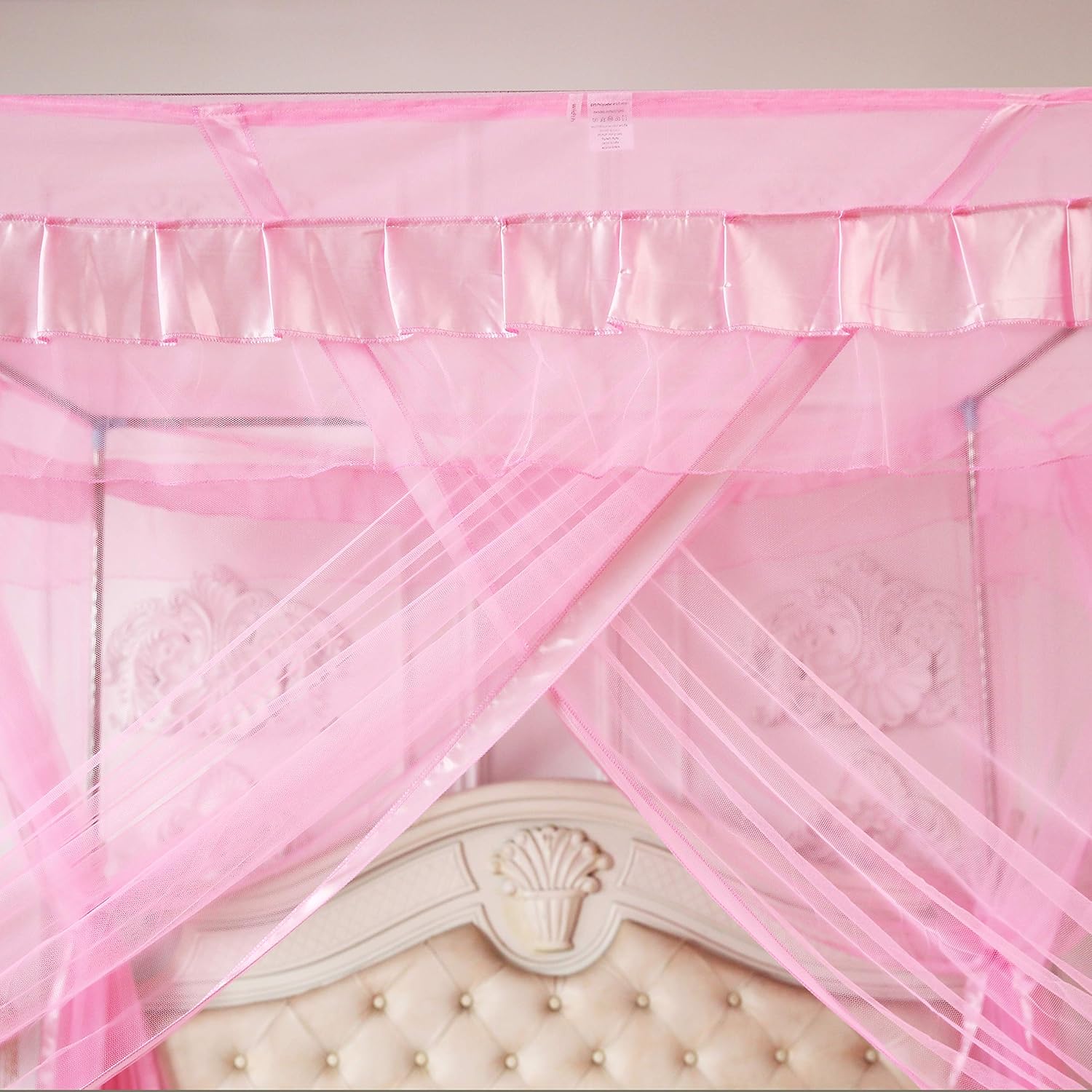 Mengersi Pink Kids Princess Bed Canopy For Little Girls Toddler Twin Bed Curtains Mesh Mosquito Net Christmas Gift Birthday Present: Kitchen & Dining