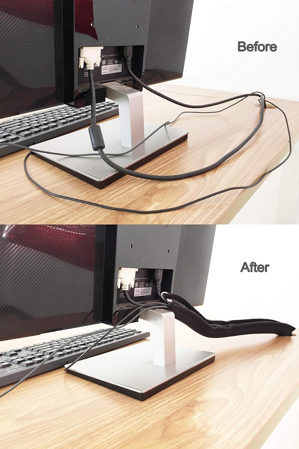 Cable Management Sleeve, JOTO Cord Management System for TV / Computer / Home Entertainment, 19 - 20 inch Flexible Cable Sleeve Wrap Cover Organizer, 4 Piece - Black: Home Improvement