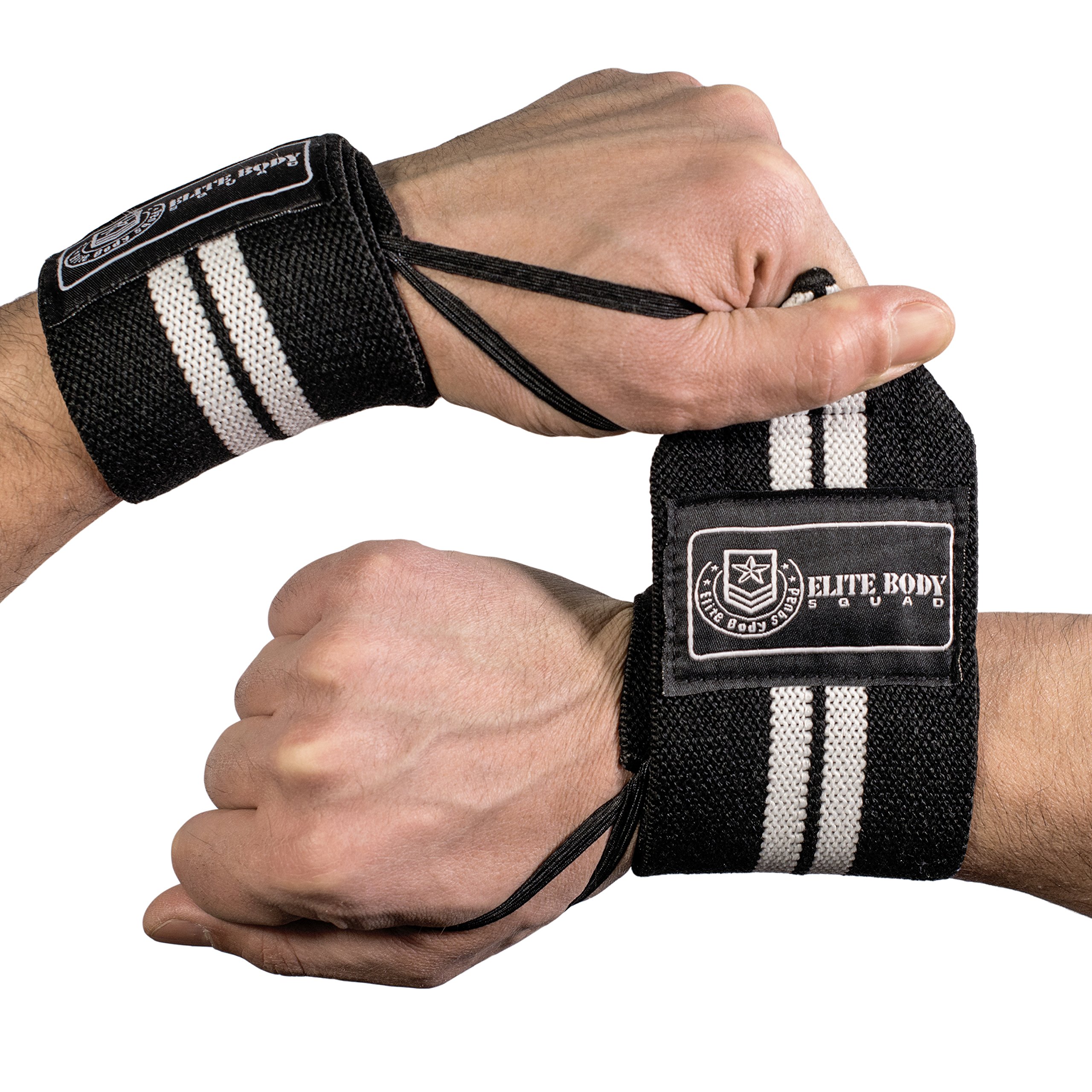 Wrist Wraps - Elite Body Squad Pro Wrist Supports + FREE Gym Straps, Carry Bag And "Mass Muscle Building” Plan - Fully Adjustable Wrist Braces 18” Long - Perfect For Bodybuilding, Power Lifting, MMA + Fitness Classes