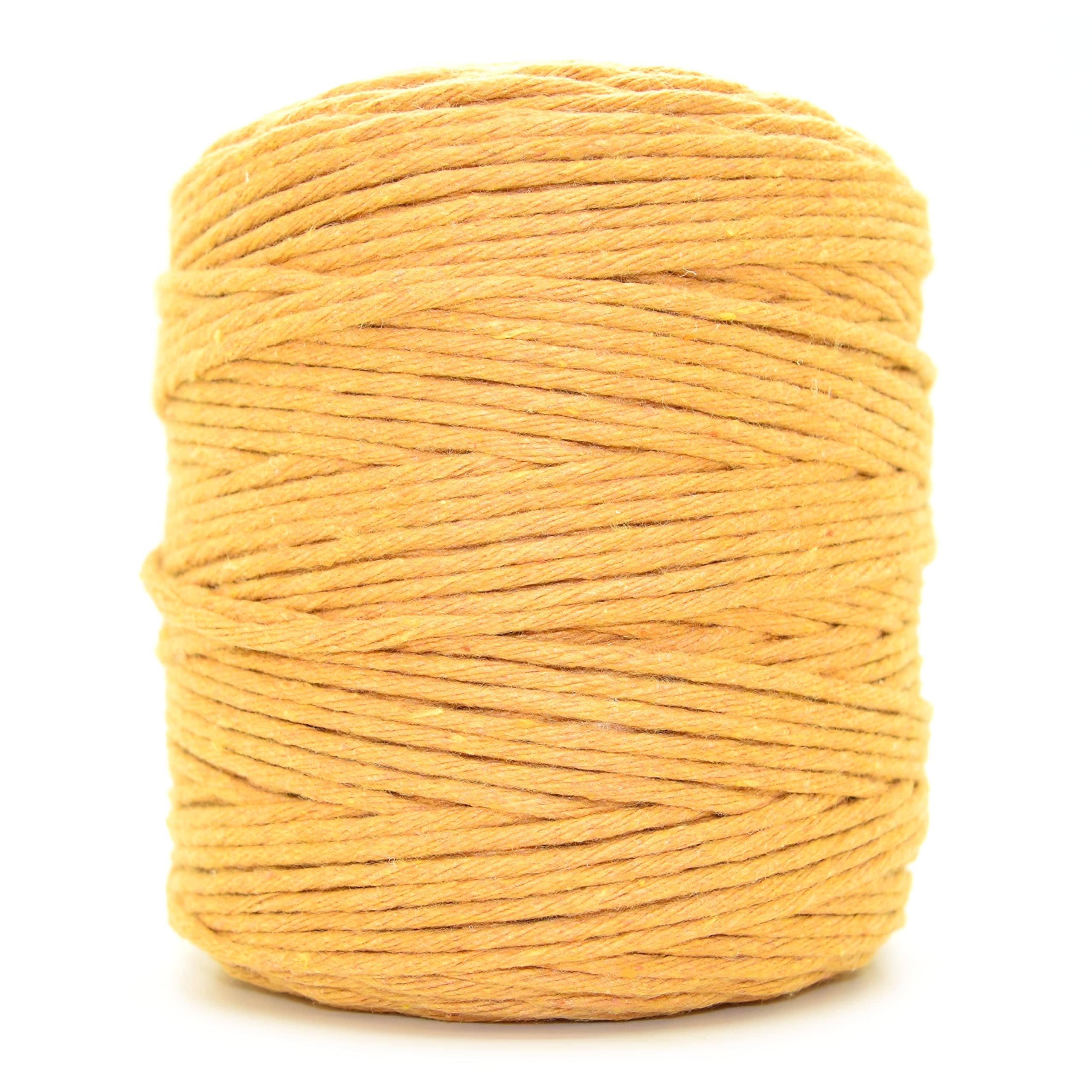 Premium Mustard Yellow Macrame Cord, 300 m / 984 ft of 2 mm Thick Natural Cotton Thread Yarn Macrame Rope for Wall Hangings, Plant Hangers, DIY Crafts, Home Decorations, Gift Wrapping (Reel)