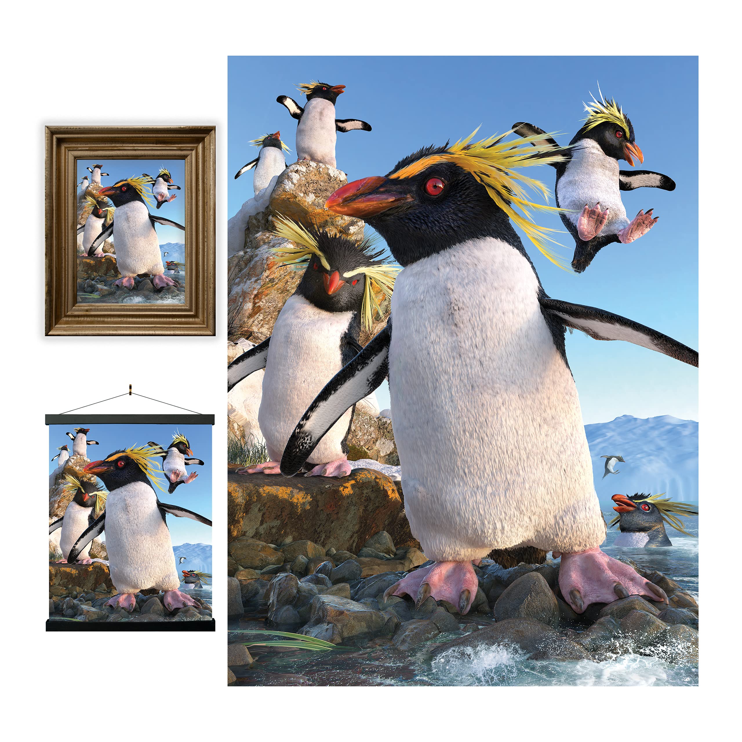 3D LiveLife Lenticular Wall Art Prints - Rockhoppers from Deluxebase. Unframed 3D Penguin Poster. A perfect wall filler. Original artwork licensed from renowned artist, David Penfound
