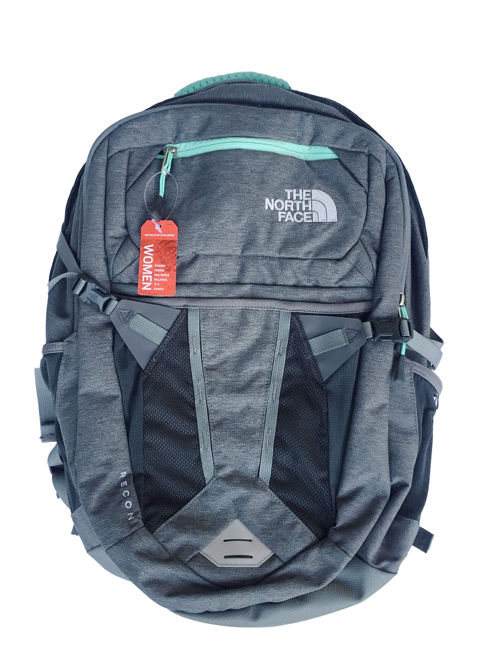 north face backpack gray and mint