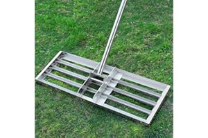 DenForste Lawn Leveling Rake - 30'' x 10'' Stainless Steel Lawn Level Tool with Adjustable 87'' Extra Long Handle - Leveling Rakes for Lawn Garden Yard Golf