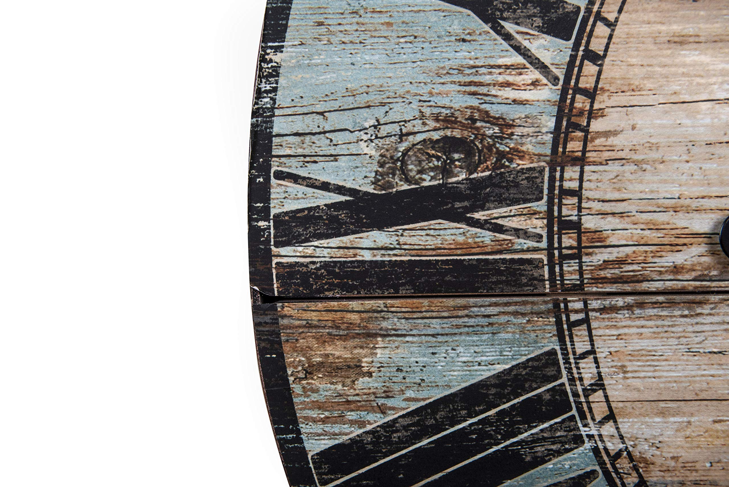 Creative Coop Distressed Wood Wall Clock, 29" Oval, Turquoise