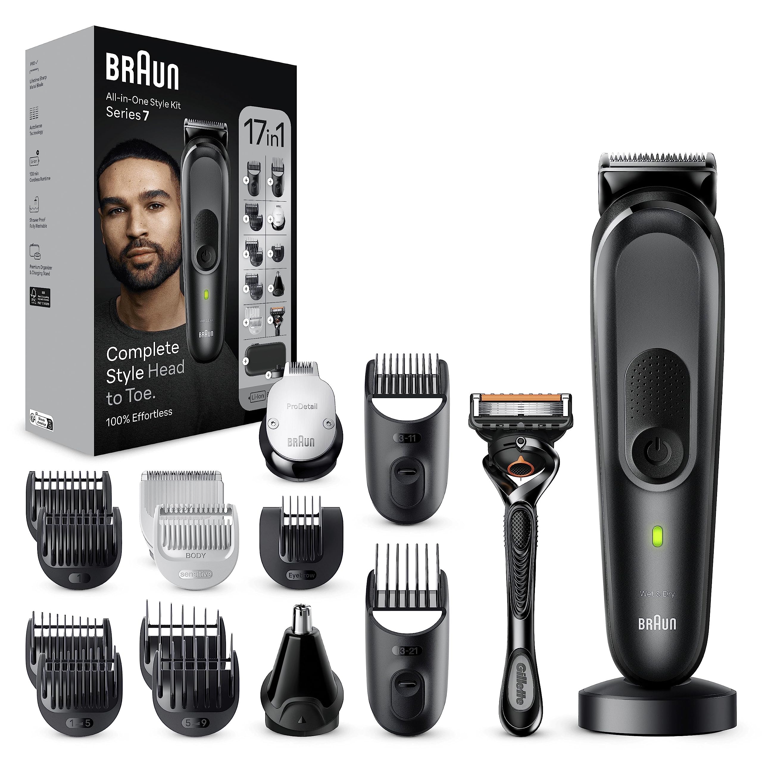 Braun MGK7491 Series 7 All-in-One Trimmer 17-in-1 Kit for Beard, Hair, Body & More