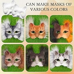 Seenelling 60 Pcs DIY Therian Mask Kit Blank Cat