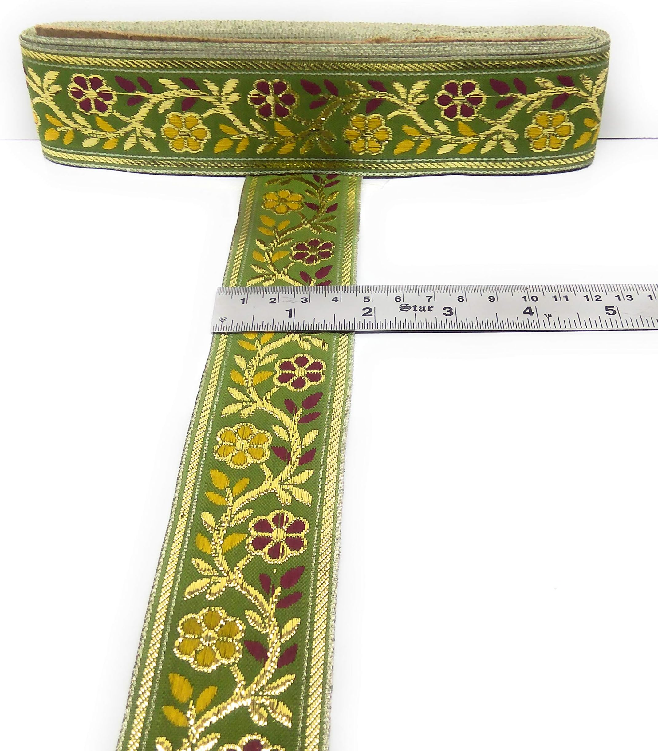 Crisskross Gotta Patti Lace Border, Silk/Zari/Green/Golden/Multi/Designer for Dress/Sarees/Lehenga/Suits/Blouses and Craft 4.5cm X 8meters Approx Pack…