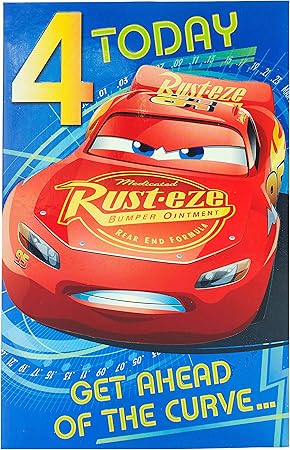 Amazon Com 4th Birthday Card Boys Birthday Card 4 Year Old Boy Disney Birthday Card Office Products