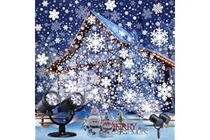 LYHOPE Snowflake Projector Lights, Christmas Decorations Lighting Projector, with Timer Dynamic Led Snow Lamp, for Holiday New Year Party Garden Patio Yard Outdoor Indoor Xmas Decor