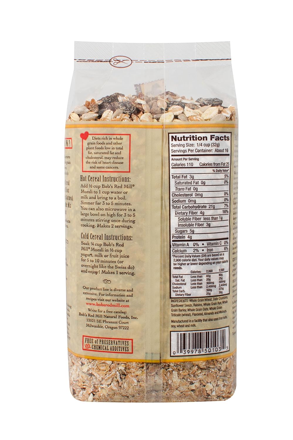 bob's red mill muesli nutrition facts