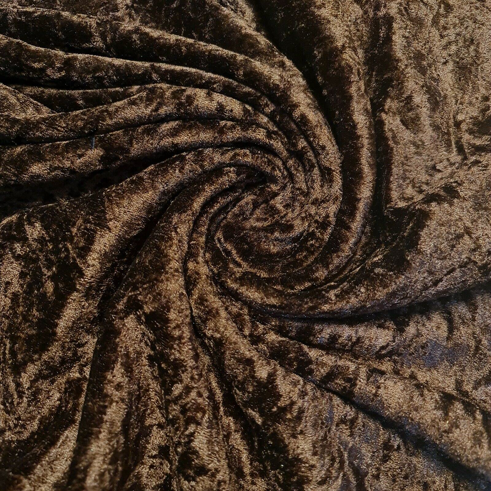EP Premium Crushed Velvet Fabric Craft Stretch Velour Material Extra Wide - 58" - 150 cm Wide Sold As Pre - Cut Lengths (Brown)