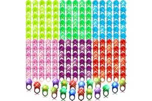 Charniol 300 Pack LED Light up Rings Halloween Party Favors Glow in the Dark Flashing Jelly Rings in 6 Colors for Kids Adult Birthday Party Supplies Classroom Prizes Goodie Bag Fillers