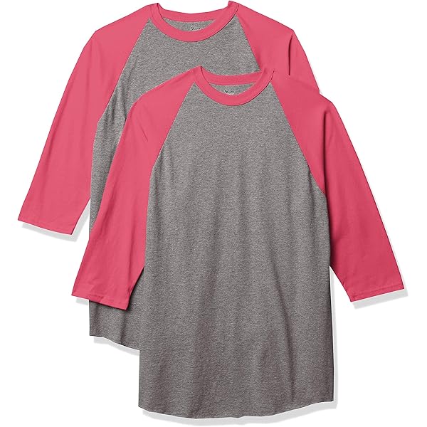 Jerzees Men's Tri-Blend Baseball Raglan (2-Pack), Oxford/Fiery Red