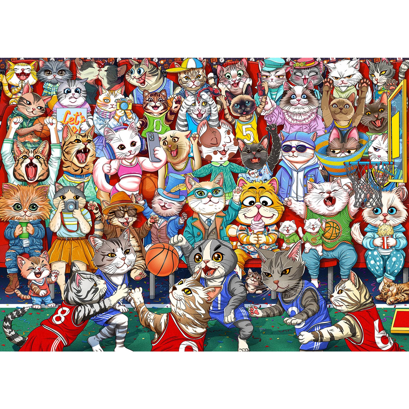 Jigsaw Puzzles for Adults 1000, Puzzles for Adults, Challenging Puzzles, Puzzle Game for The Whole for Women, Gifts for Men, Theme:Cat Basketball Game — image 1