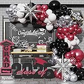 2026 Graduation Decorations, 138Pcs Burgundy White Silver Black Congratulations Balloons Arch Garland Kit, Class of 2026 So Proud Of You Birthday Decorations, Graduation Gifts for Her/Him