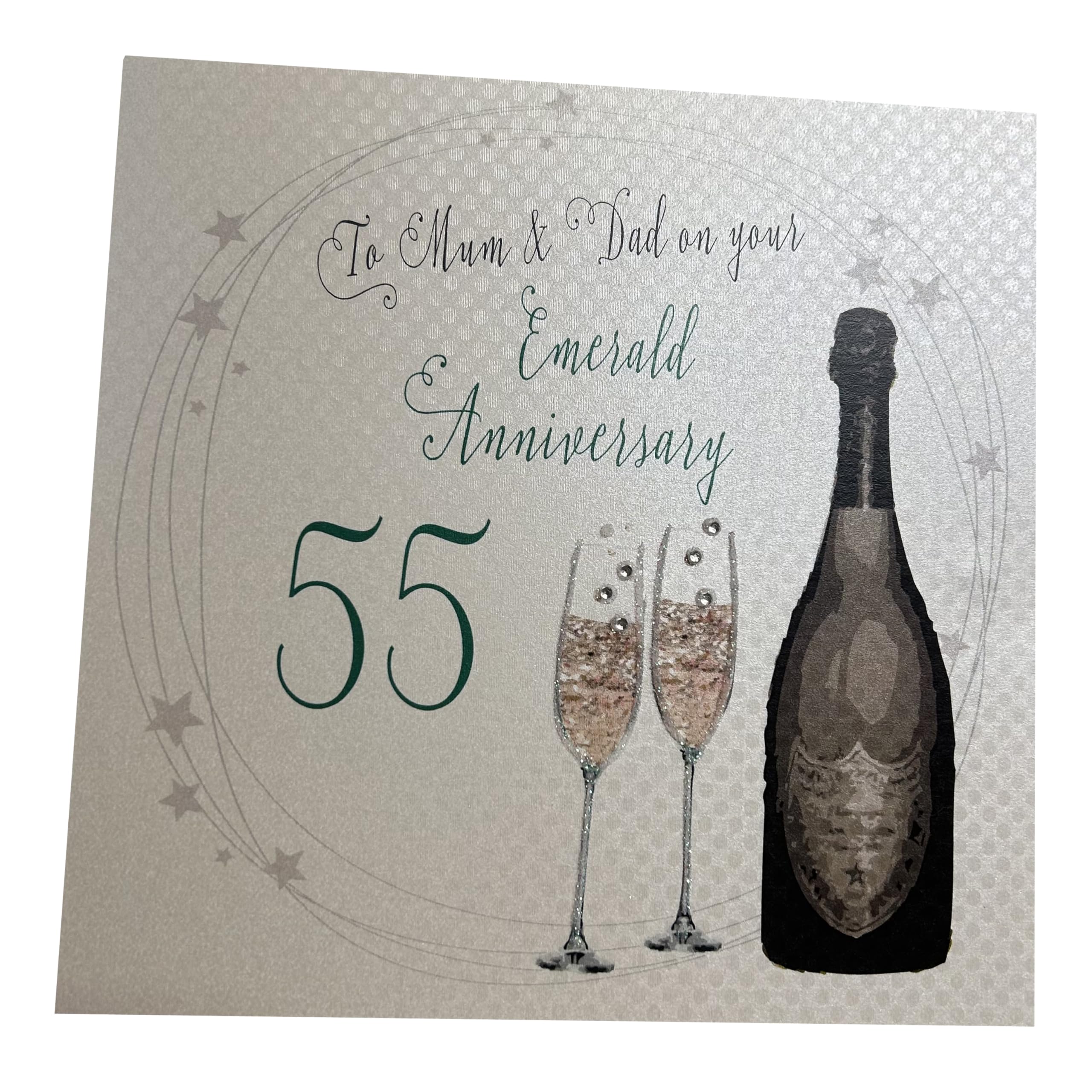 White Cotton Cards A55M "To My Mum and Dad On Your Emerald Anniversary 55" Handmade 55Th Anniversary Card