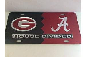 CRAFTIQUE Georgia Bulldogs/ Alabama Crimson Tide House Divided Laser Cut License Plate Tag
