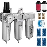 NANPU 3/4" NPT Industrial Grade 3 Stage Air Drying System - Particulate Filter, Coalescing Filter, Desiccant Dryer & Air Regulator, Metal Bowl, Manual Drain, Suitable for Paint Spray& Plasma Cutter