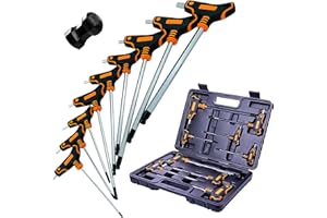 NordWolf 9-Piece T-Handle Metric Allen Wrench Set, S2 Steel Long Arm Ball End Hex Keys, Sizes 2mm to 10mm in Storage Box