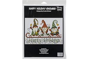 M & R Technologies Cross Stitch Xmas, Happy Holiday Gnomes (14 Count)