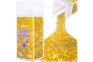 Hemway Premium Craft Glitter Shaker 130g - Gold | Extra Chunky Metallic Flake Sequins for Resin & Epoxy Crafts | Craft Suppli
