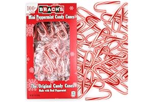 GEEOOLLAH Brach’s Mini Mint Canes – 100-Count Mint Candy Canes – Mini Peppermint Candy Canes for Holiday, Christmas, Stocking Stuffers – Delicious Candy Cane Bulk for Buffet, Holiday Decor