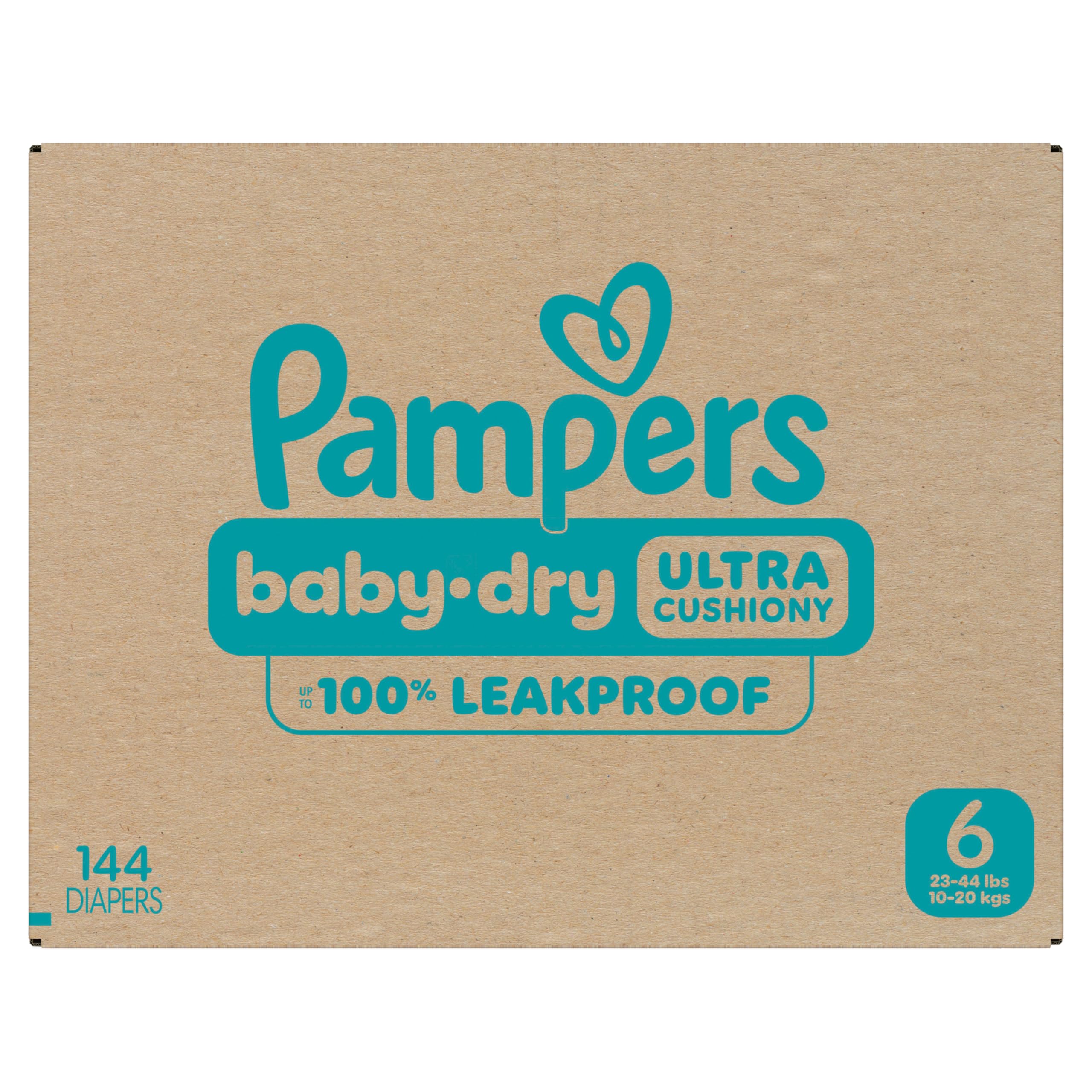 Pampers Diapers - Baby Dry - Size 6, 144 Count, Absorbent Disposable Infant Diaper (Packaging May Vary)