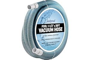SEALPROOF Swimming Pool Vacuum Hose 1-1/2" x 30-Ft, Swivel Cuff Kinkproof Design, Made in USA, Connects to Vacuum Head, Skimmer, Filter Pump for Cleaning In Ground and Above Ground Pools