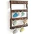Wall Mounted 16 Hook Torched Wood Coffee Mug Cup Holder Display Rack