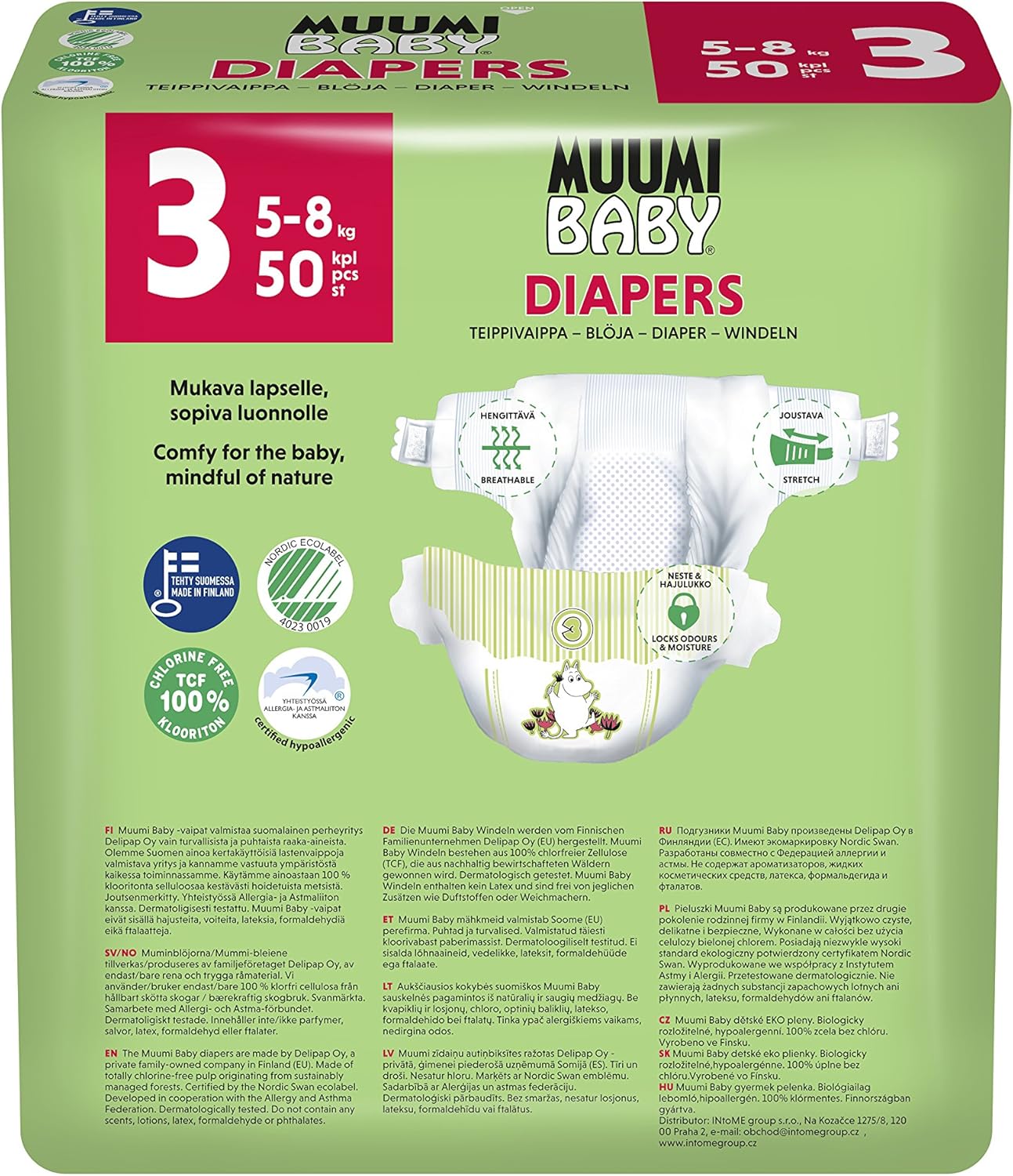 Muumi Baby Eco Nappies Size 3, 58 kg, 50 Sensitive Premium Nappies