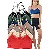 ToBeInStyle Women's Pack of 6 Elongated Non-Padded Sports Cami Bras