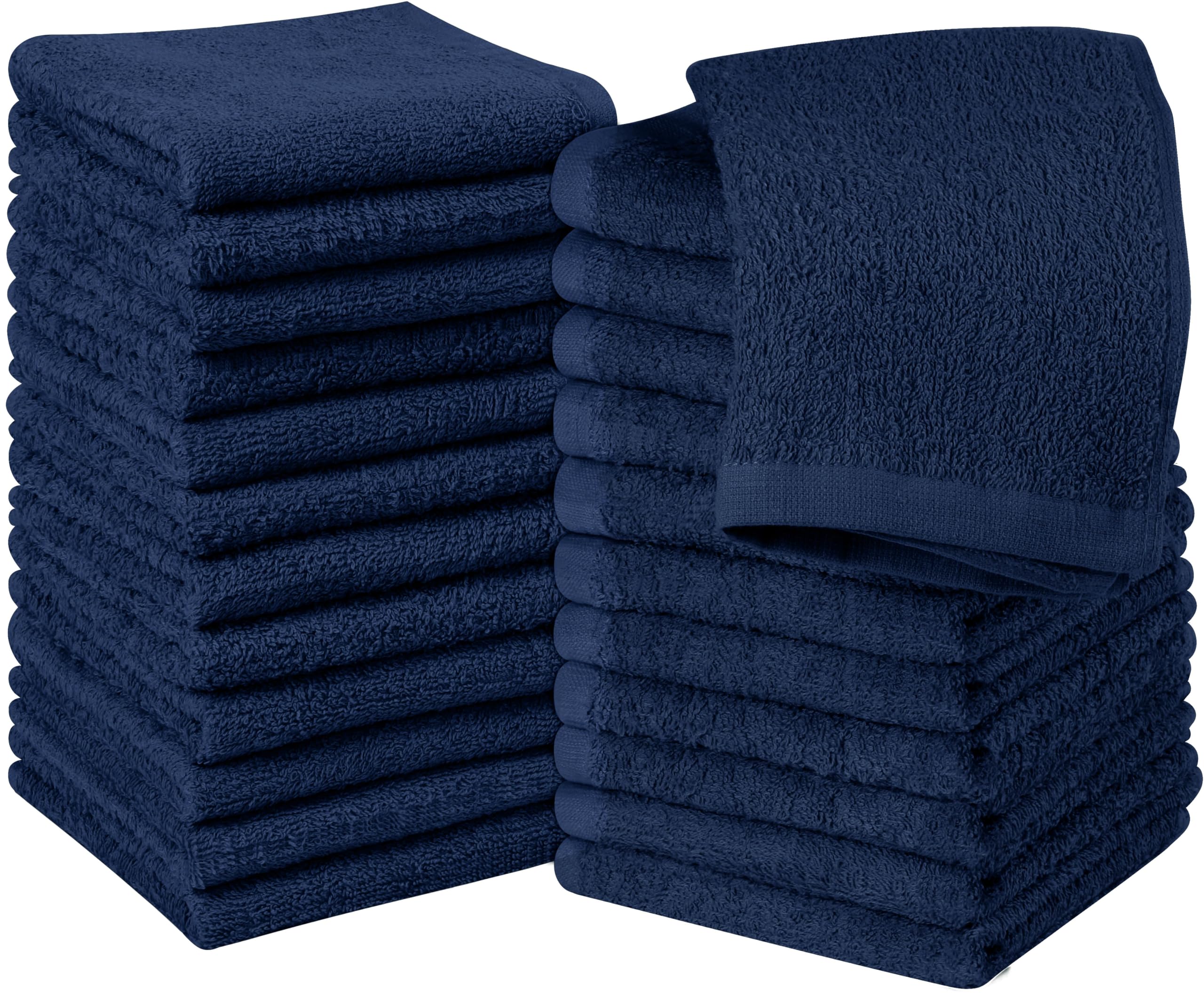 Utopia Towels - Flannel Face Cloths Set - 30 x 30 cm - 100% Ring Spun Cotton, Premium Quality Washcloths, Highly Absorbent and Soft Feel Face Towels, Perfect for Cleaning Dishes (24-Pack, Navy)