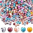 Hicarer 500 Pieces Acrylic Beads 8 mm Bulk Beads for Jewelry Making Multicolor Round Loose Crafts for Women Bracelets and Necklaces Supplies, Random Color